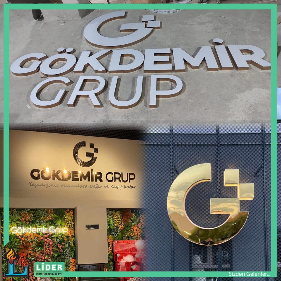 Gold Endrekt Arkadan Aydınlatma Krom Kutu Harf